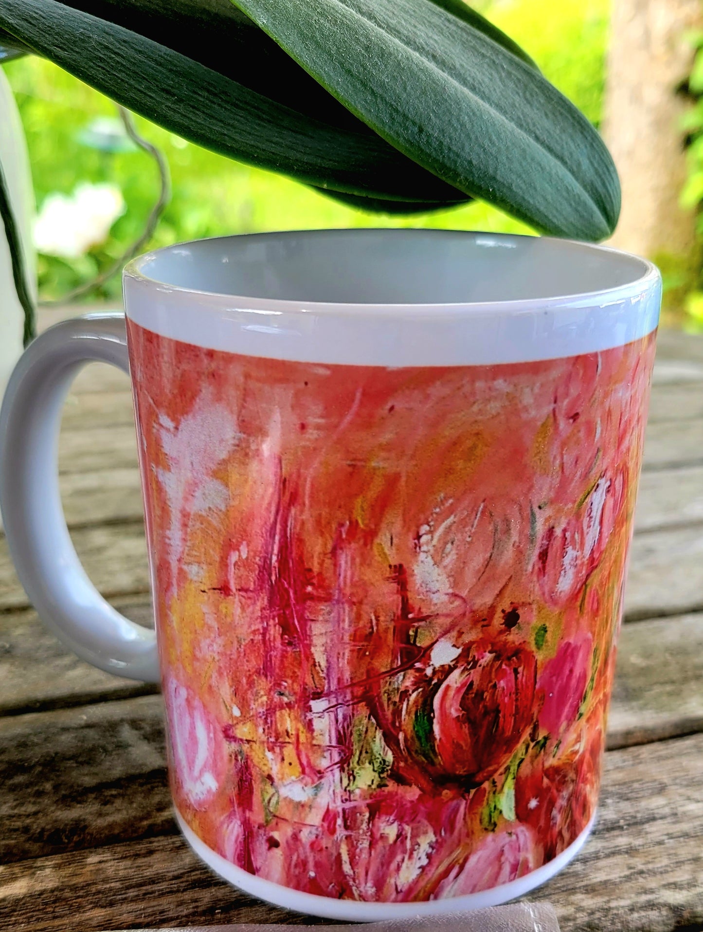 Set de alfombrilla de ratón 18x22cm y taza de cerámica ´Campo de tulipanes´