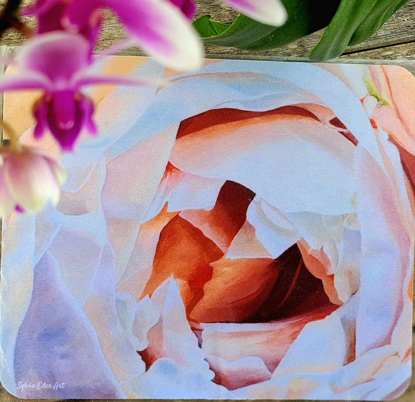 Alfombrilla de ratón 'Cream Blush Rose', 18x22cm