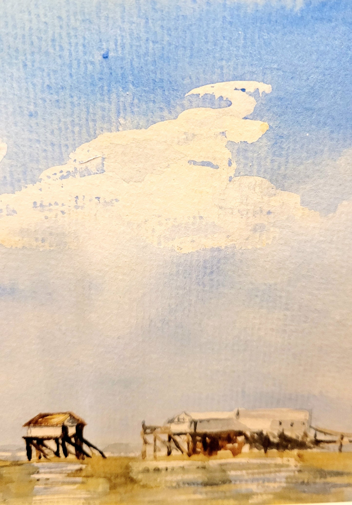 Watercolor ´Alone at the beach´, 16x22 cm