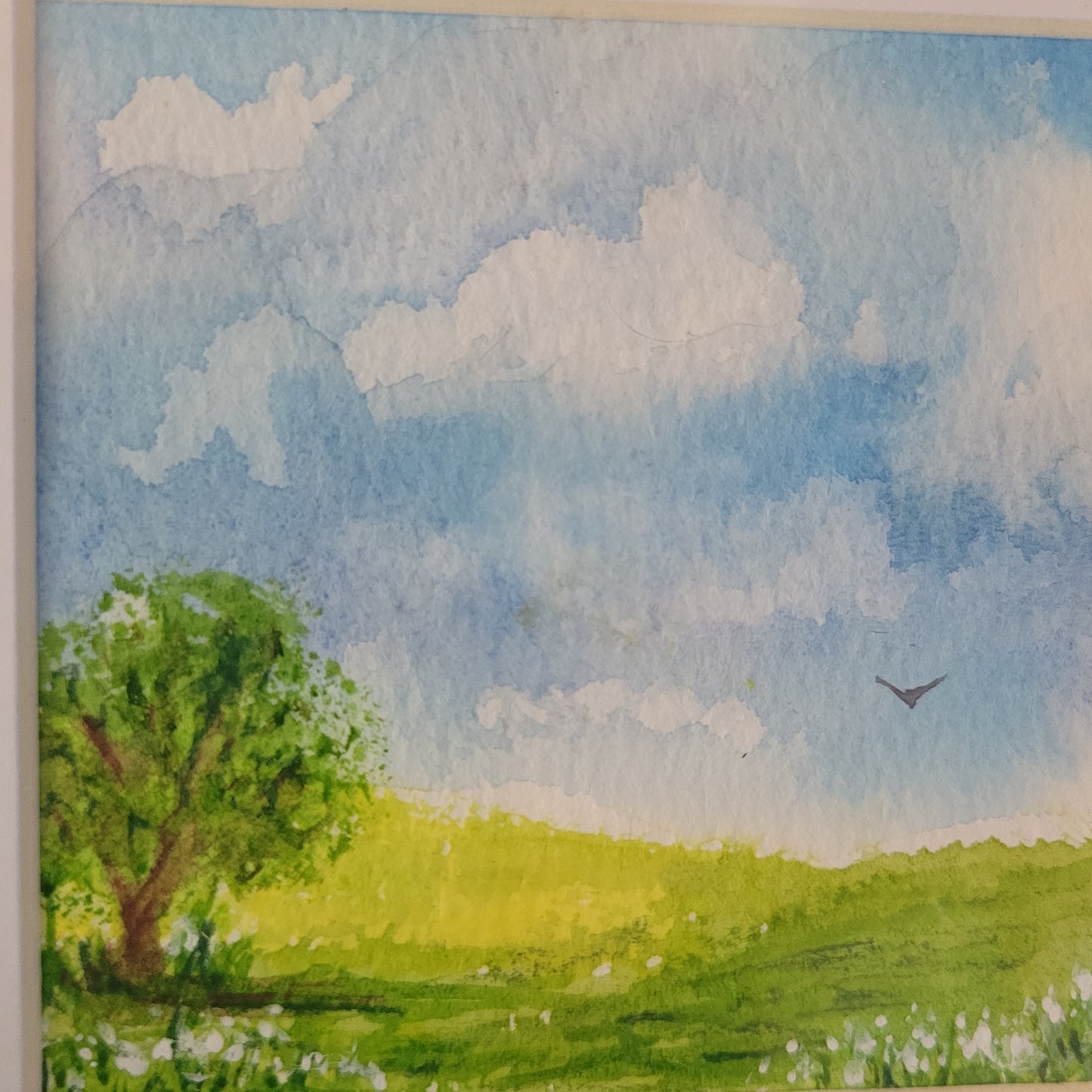 Watercolor ´Sunny hike´, 10x10cm