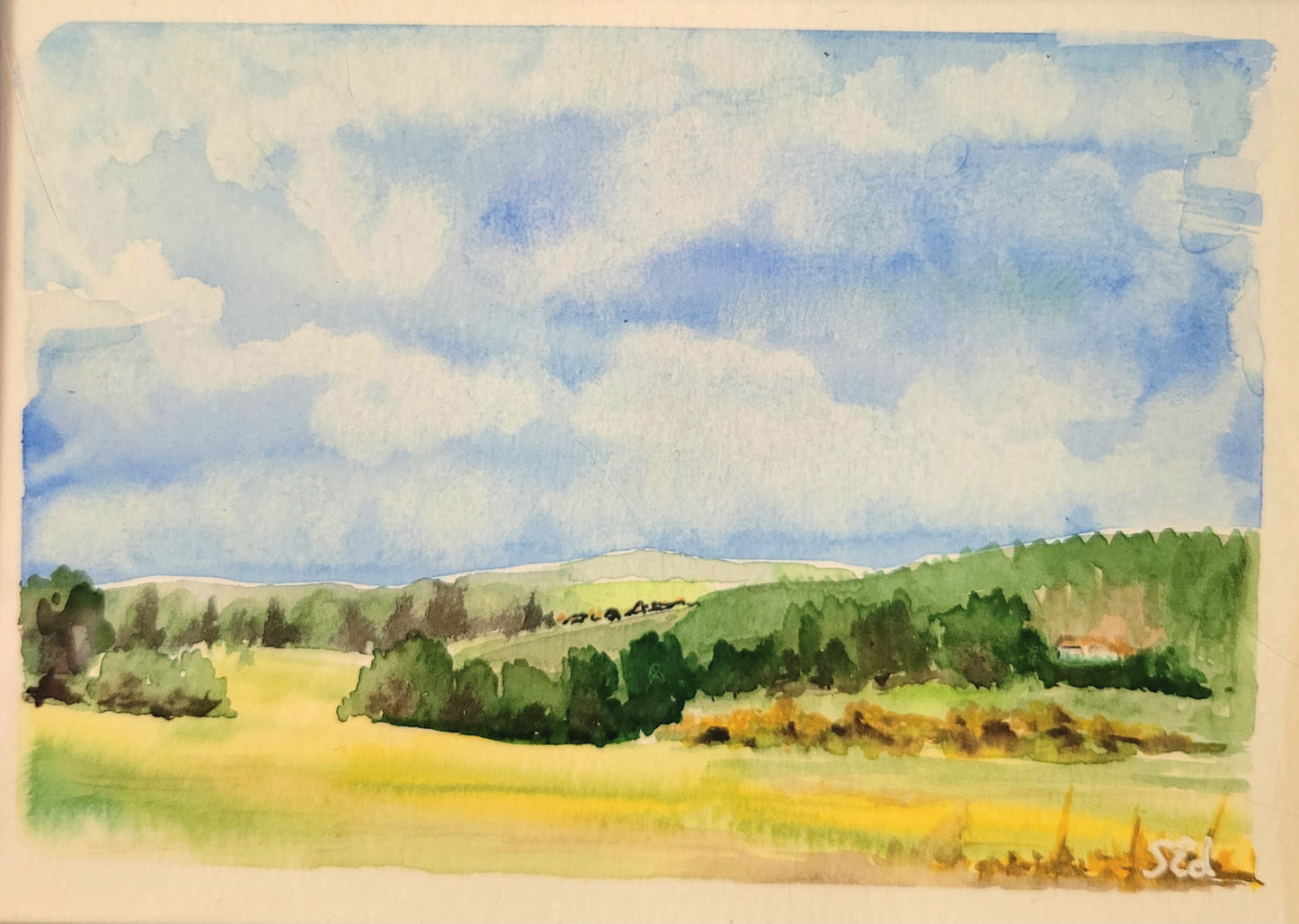 Watercolor ´Gorgeous hike in the country´, 13x18cm
