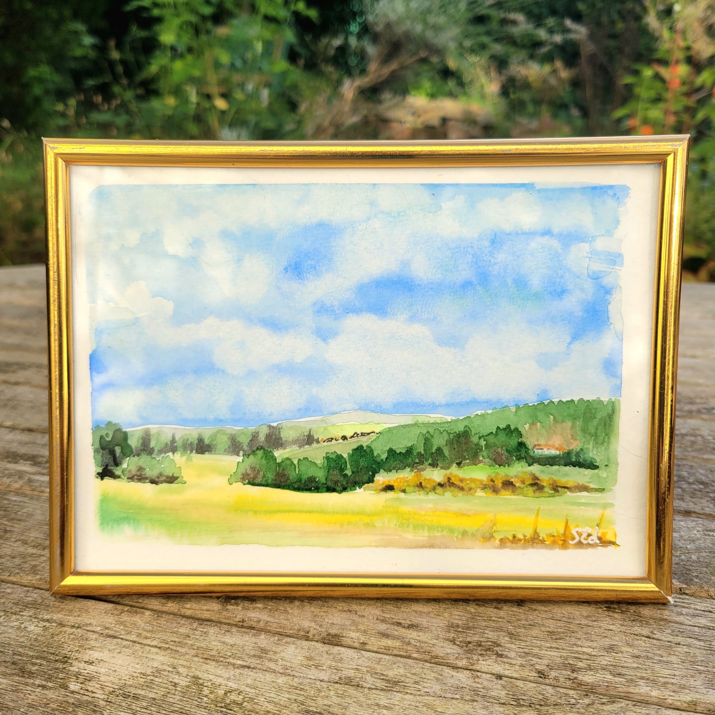 Watercolor ´Gorgeous hike in the country´, 13x18cm