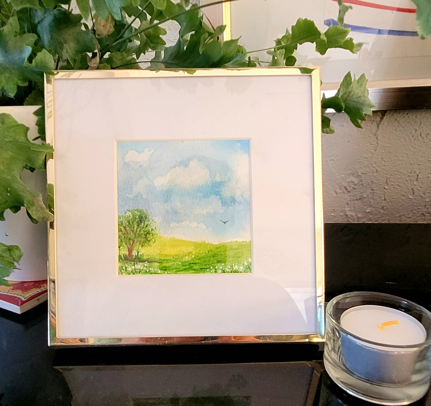 Watercolor ´Sunny hike´, 10x10cm