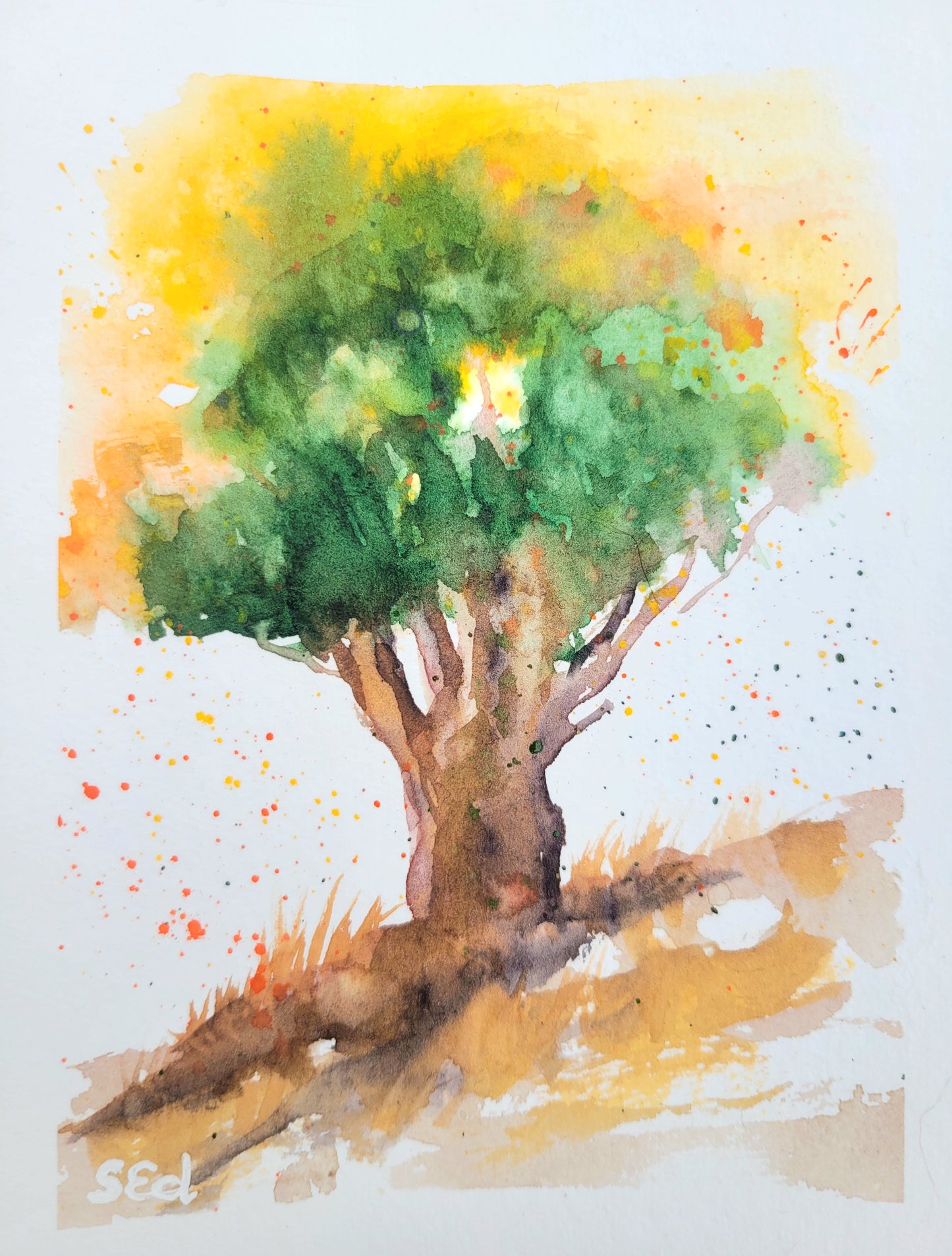 Watercolor ´Honoring trees´, 18x13cm
