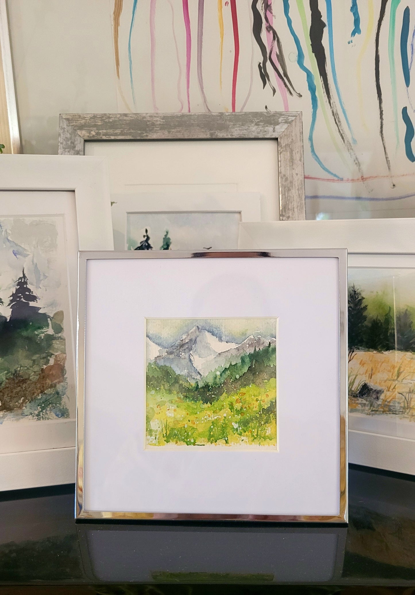 Watercolor ´Mountain spring´, 10x10cm