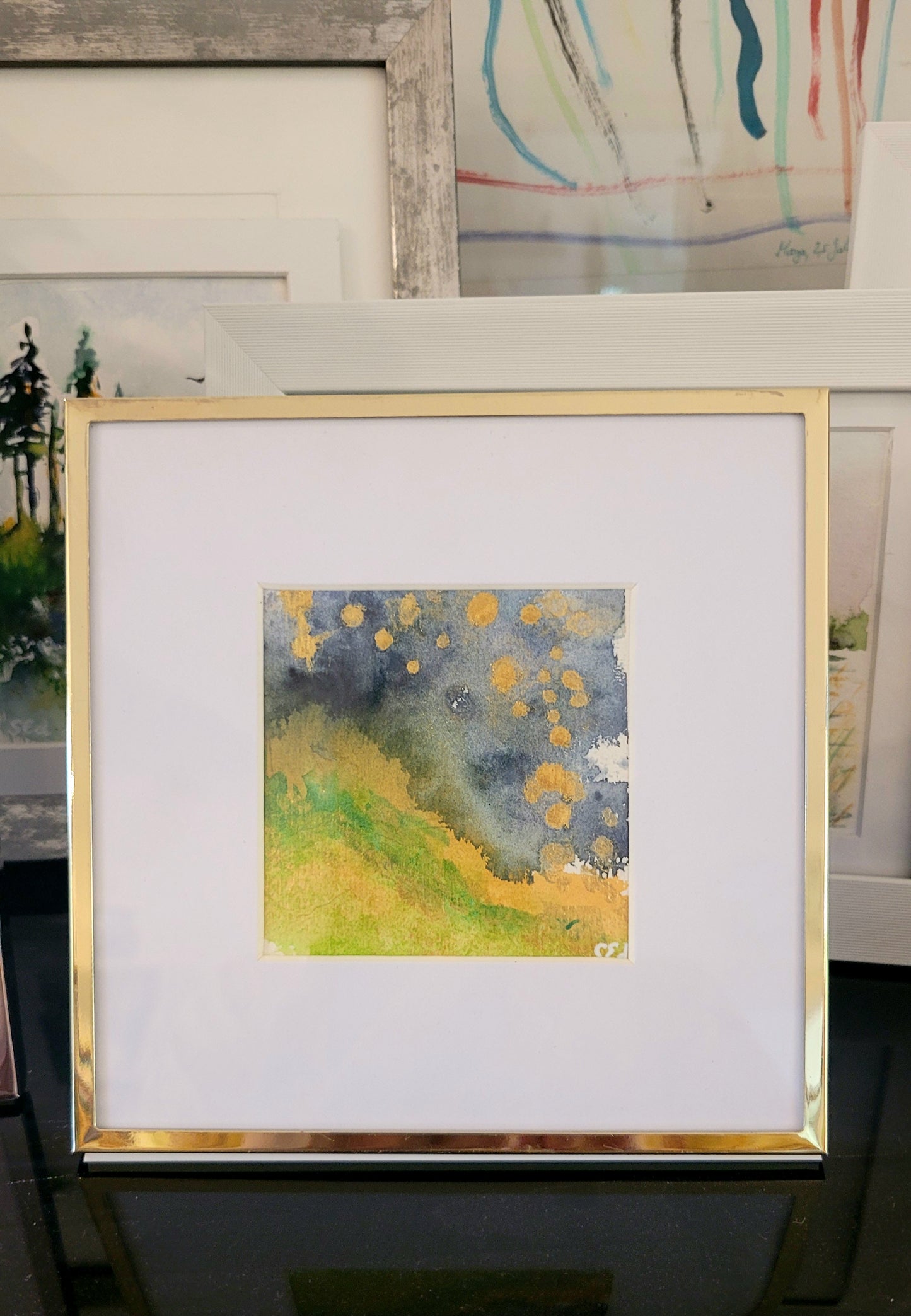Watercolor ´Starlit dreams´, 10x10cm
