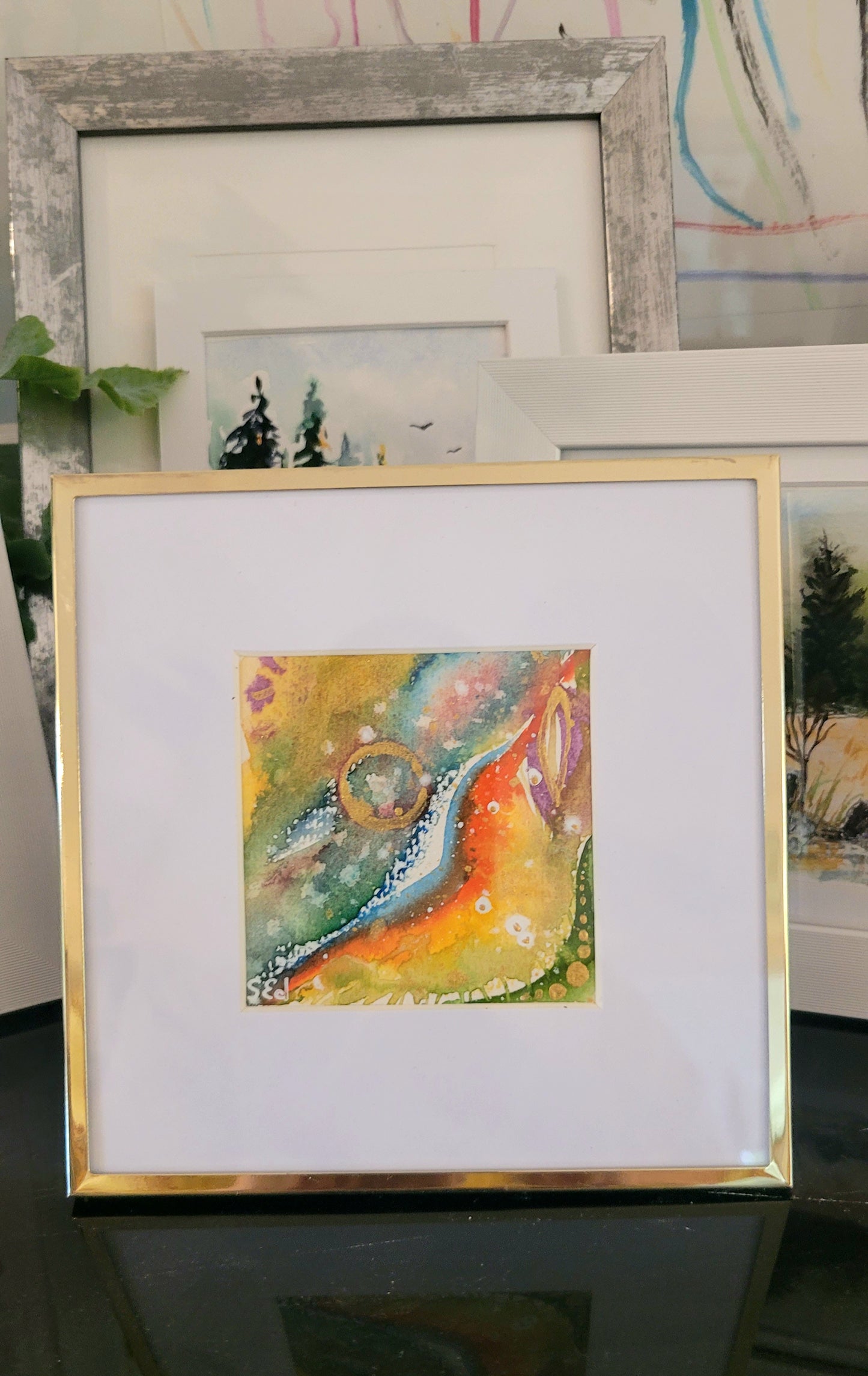 Watercolor ´The sea is colorful´, 12x12cm