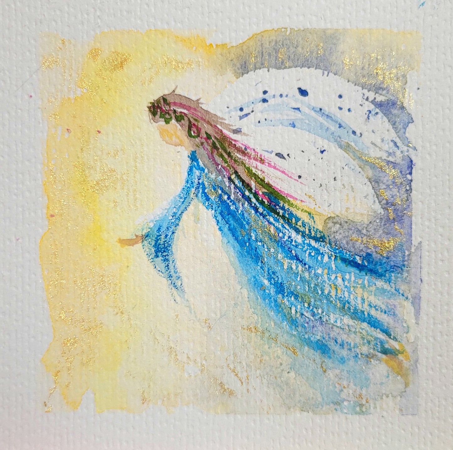 Watercolor ´Guardian Angel III´, 10x10 cm