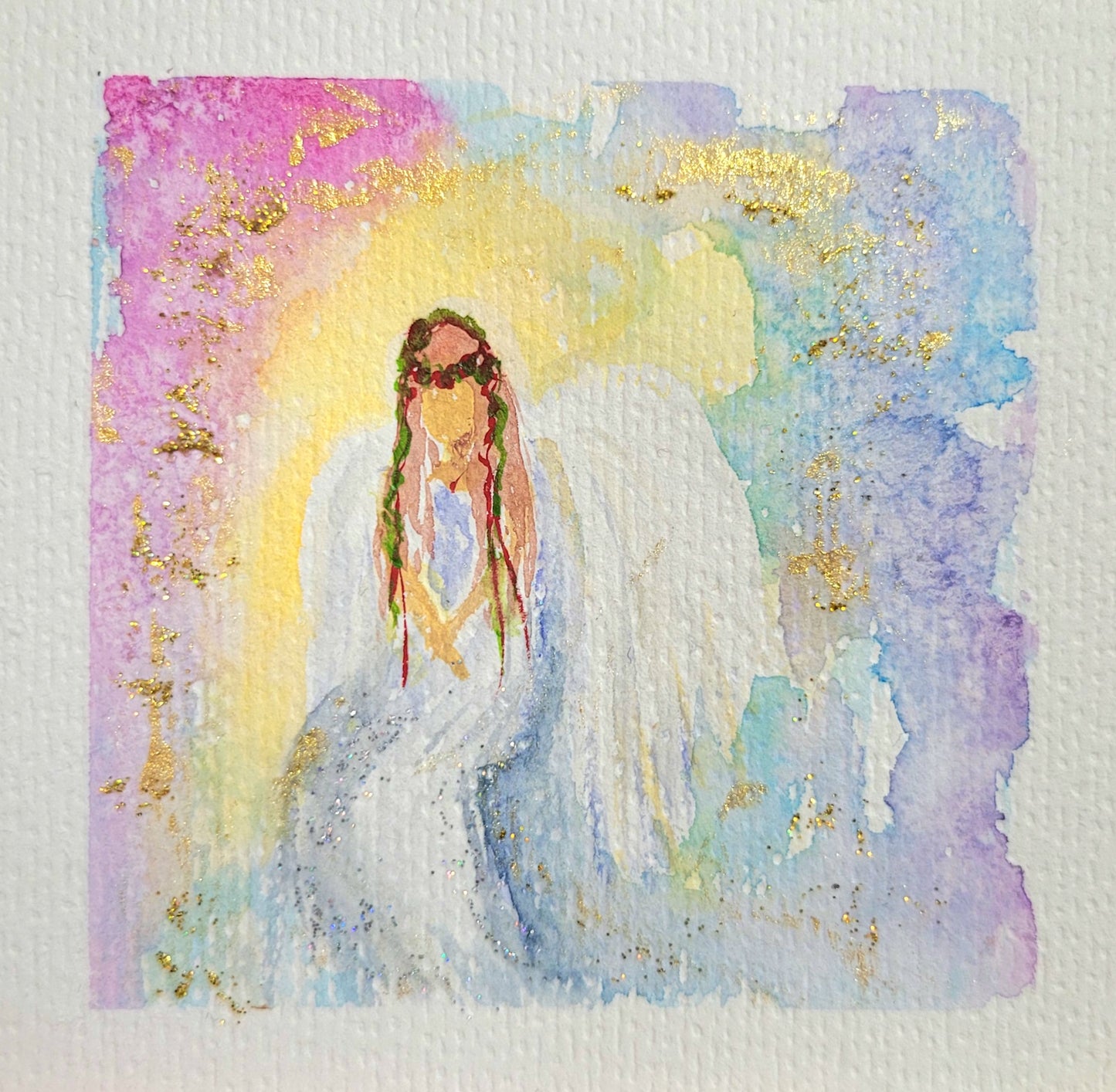 Watercolor ´Guardian angel II´, 10x10 cm