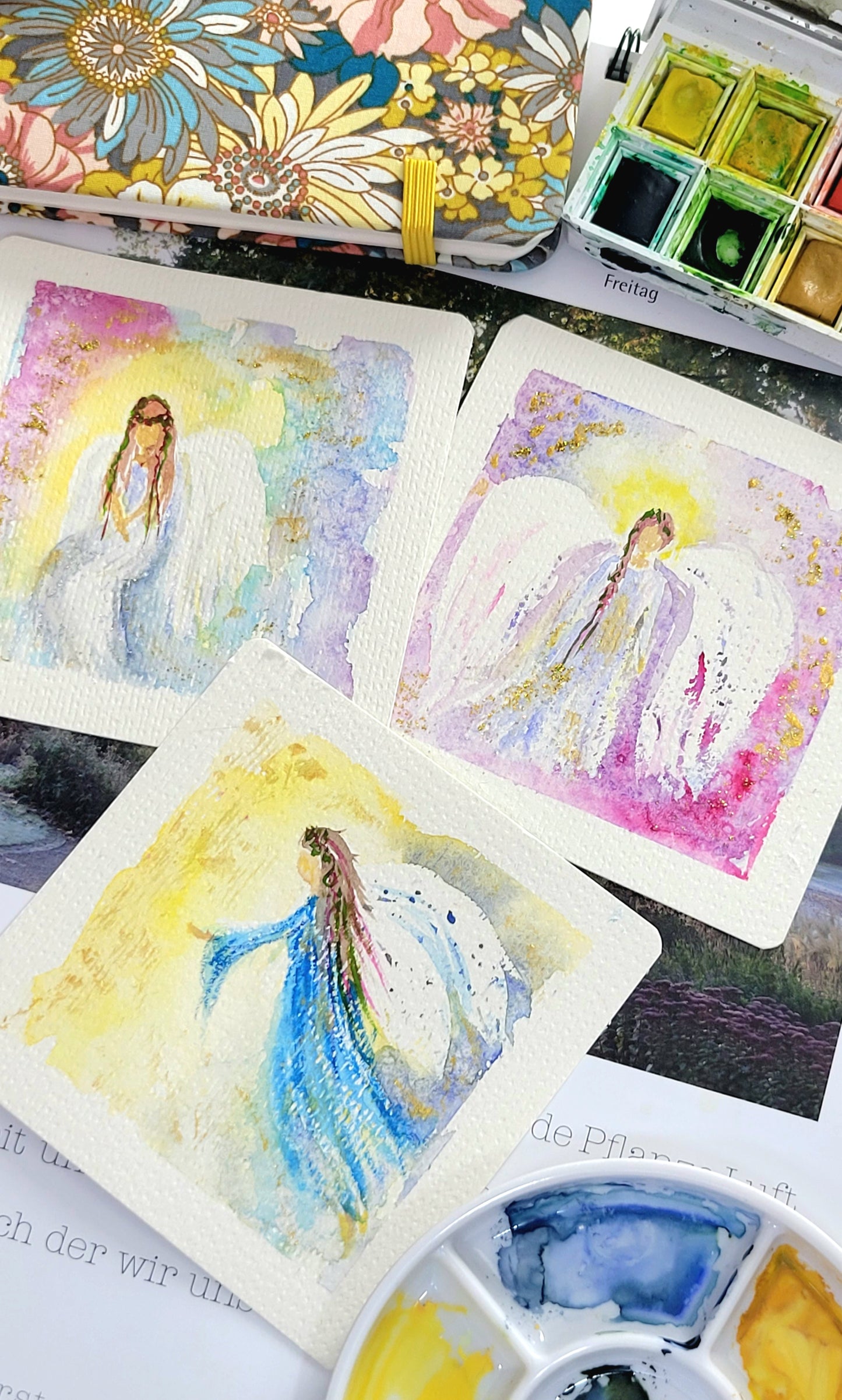 Watercolor ´Guardian Angel III´, 10x10 cm