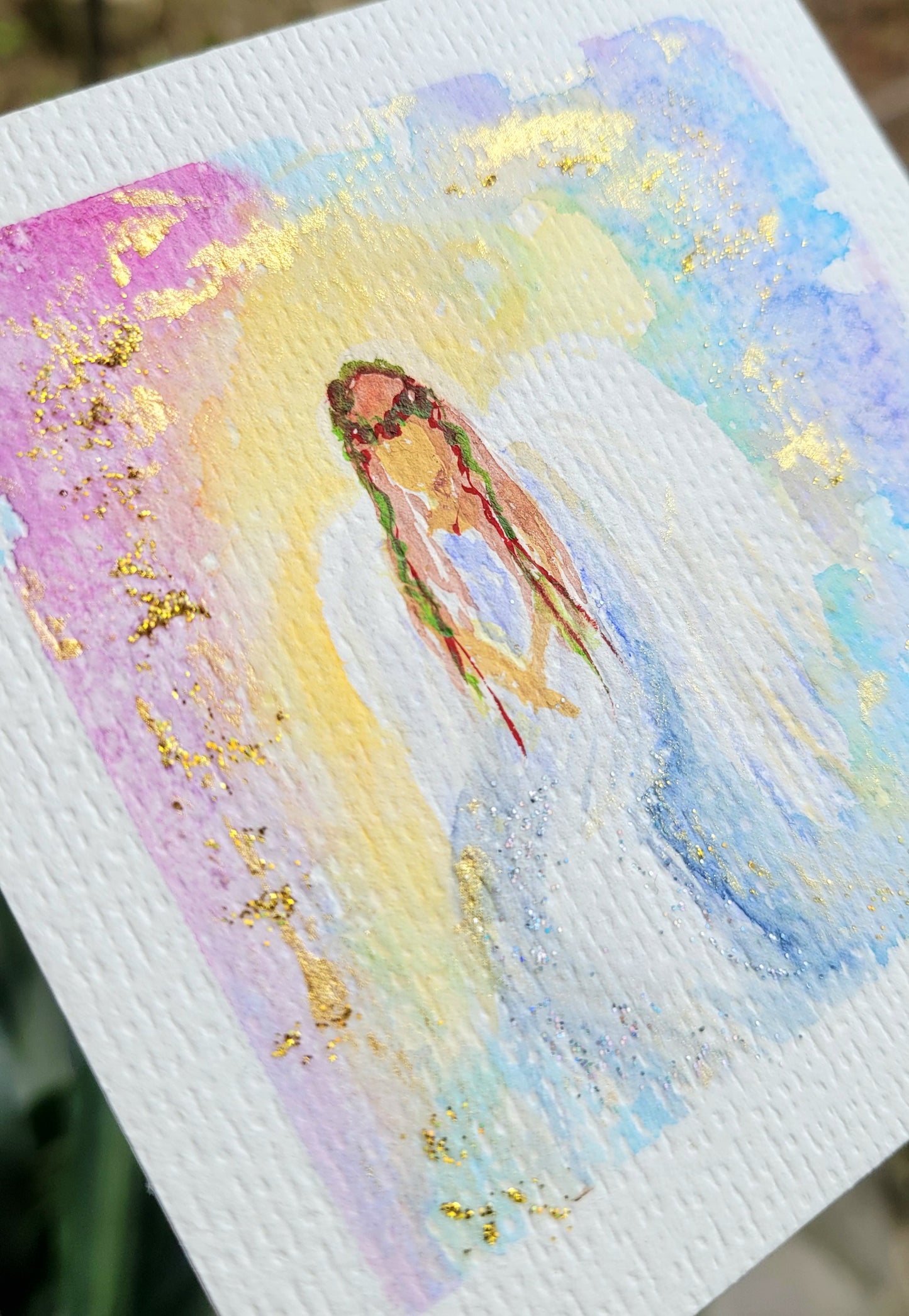 Watercolor ´Guardian angel II´, 10x10 cm