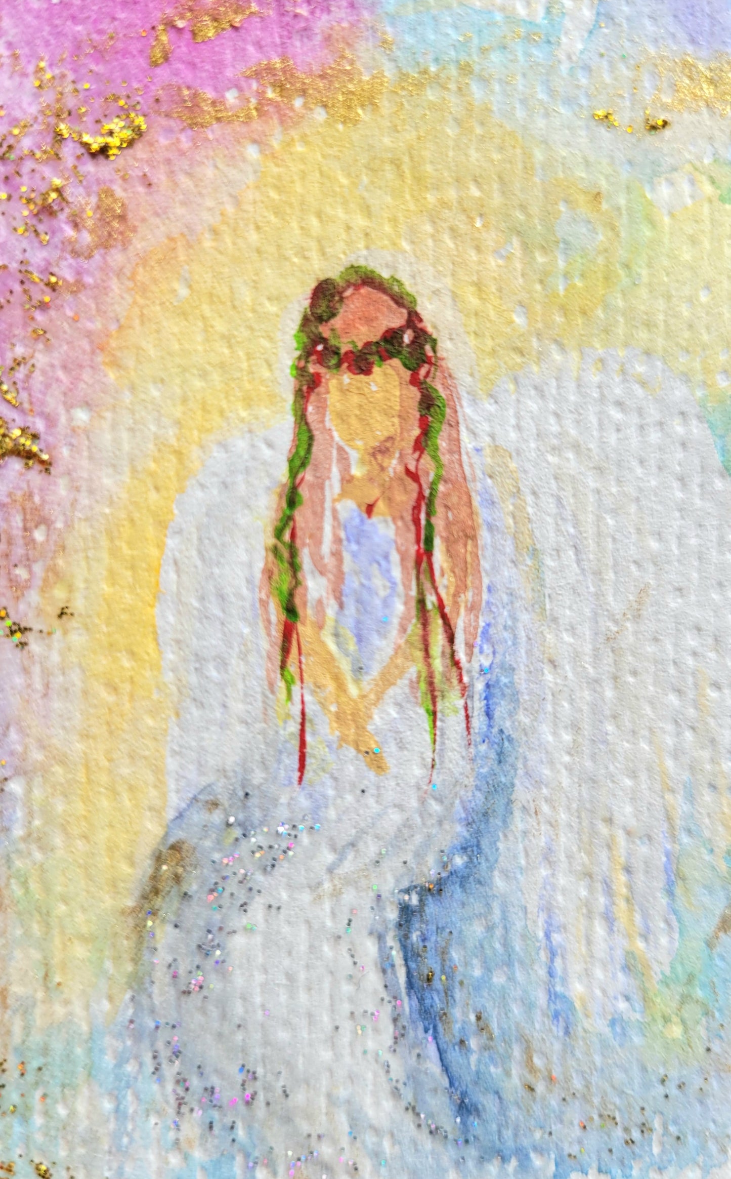 Watercolor ´Guardian angel II´, 10x10 cm