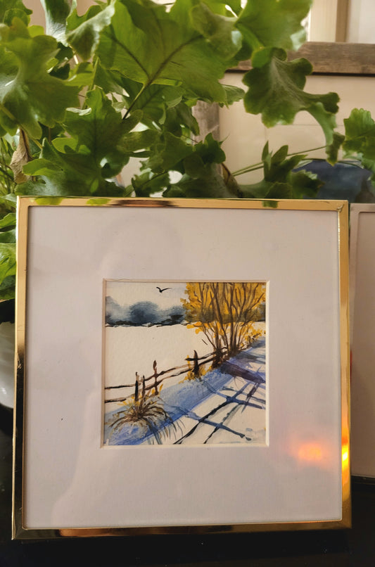 Watercolor ´Sunny winter´s day´, 12x12xm