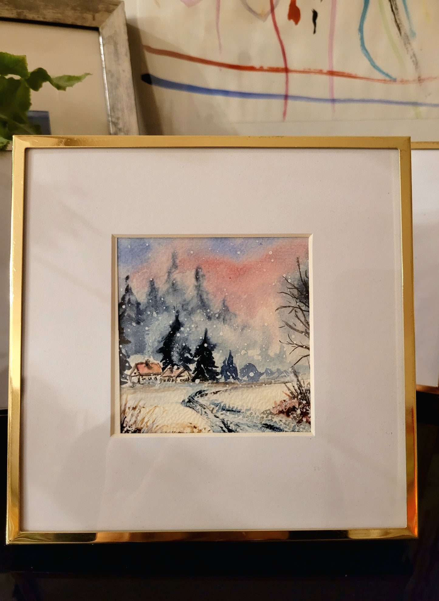 Watercolor ´Home, sweet home´, 12x12cm