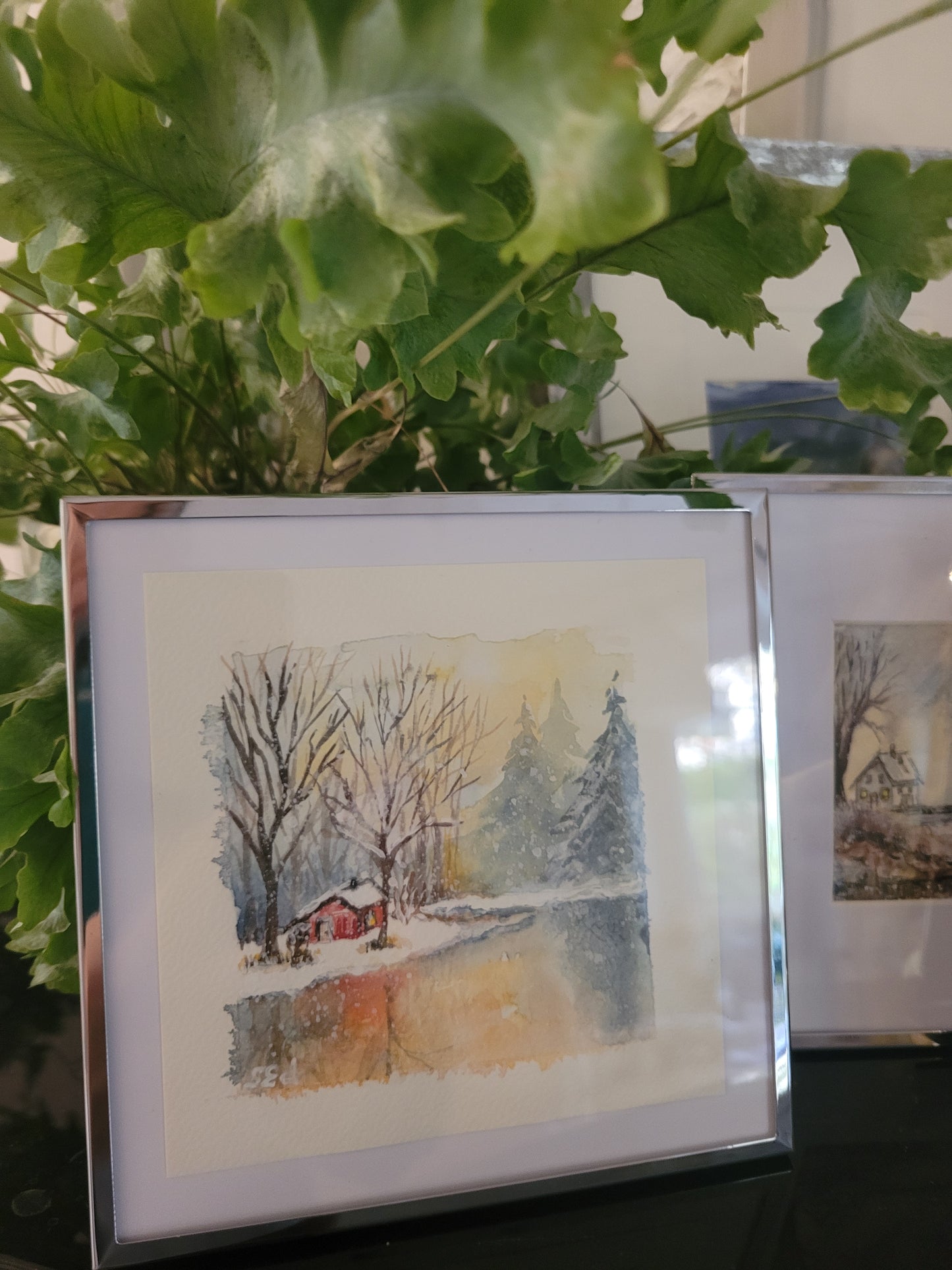 Watercolor ´Winter retreat´, 12x12cm, print