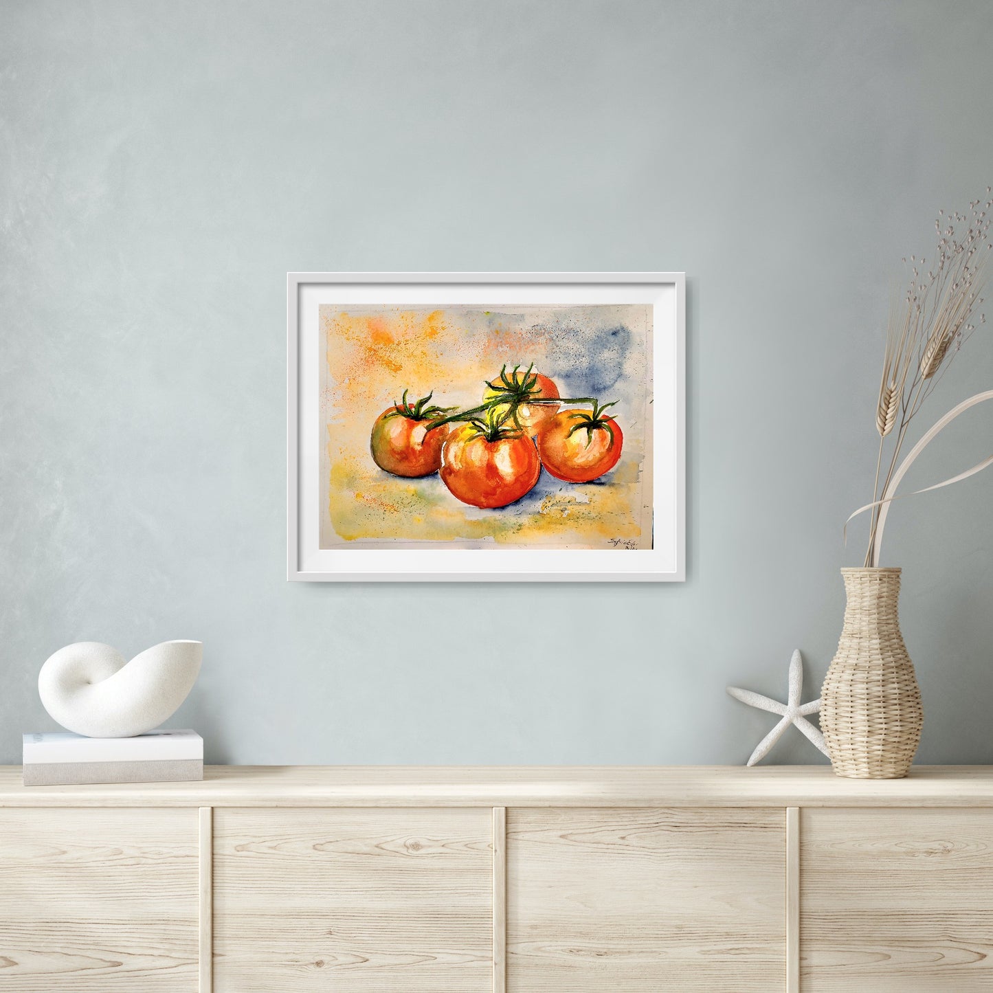 Watercolor, ´Bunch of tomatoes´, 24x32cm
