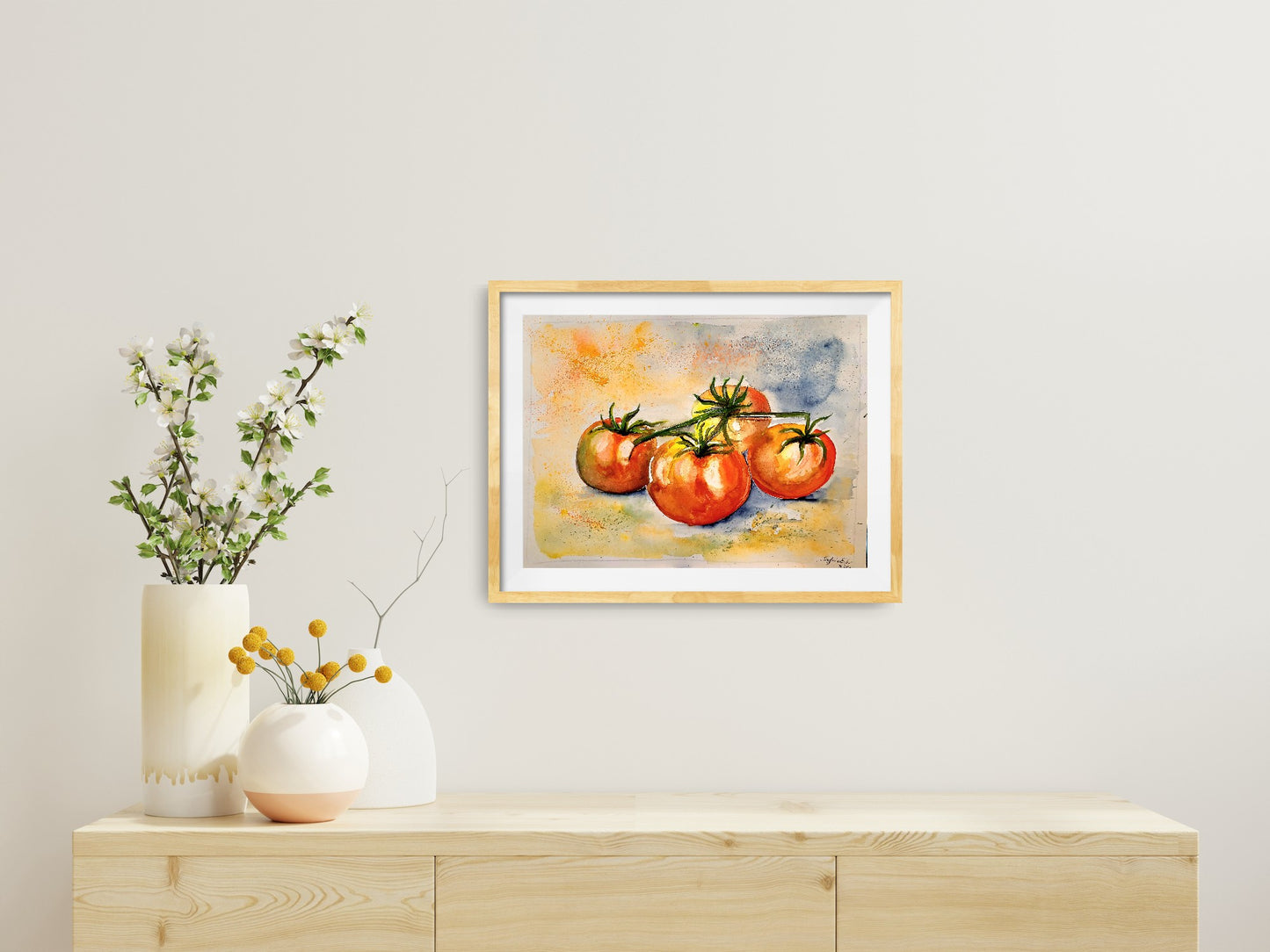 Watercolor, ´Bunch of tomatoes´, 24x32cm
