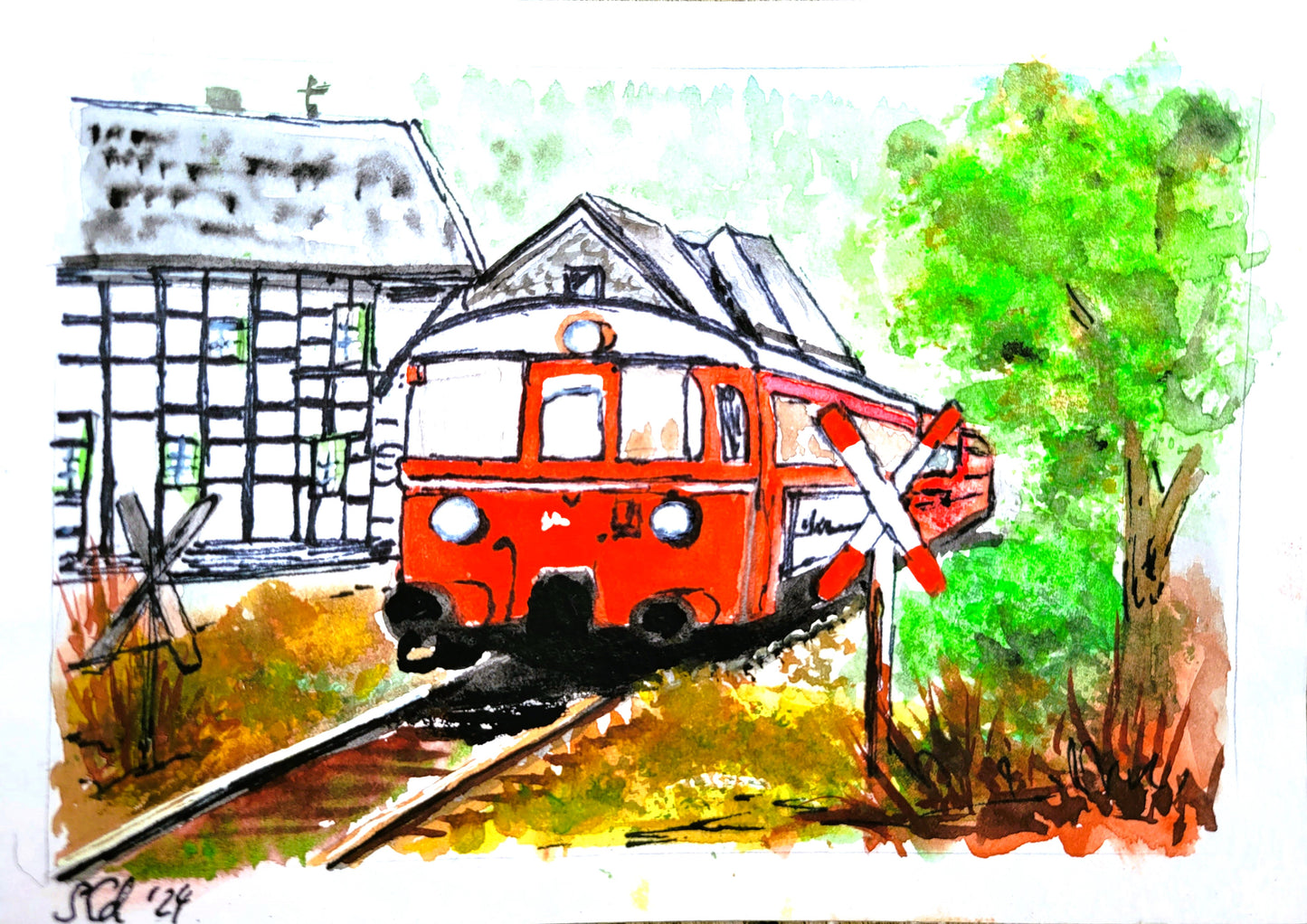 Watercolor ´Charming old Flitch´, print 13x18cm