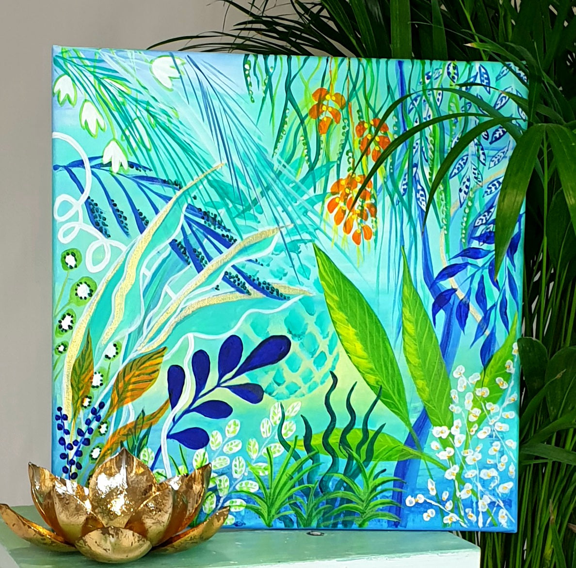 Green jungle I, 40x40 cm