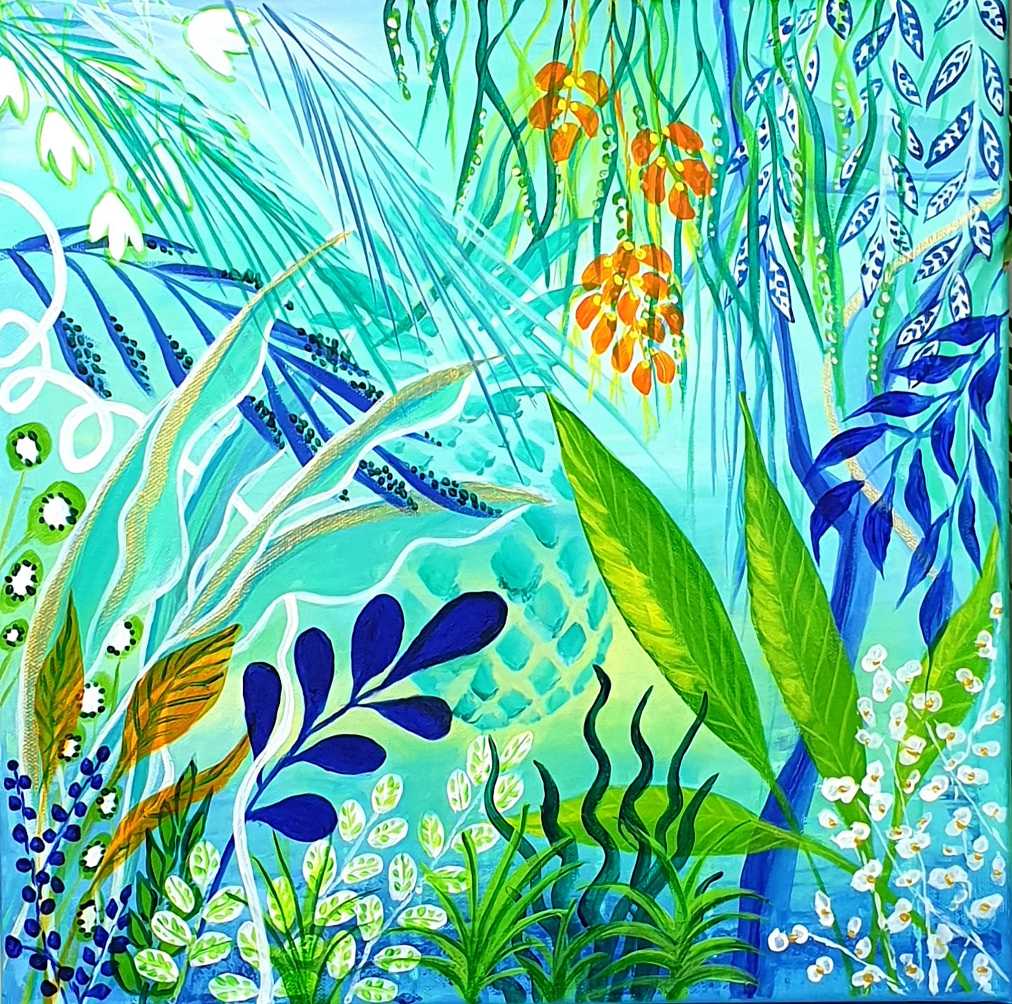 Green jungle I, 40x40 cm