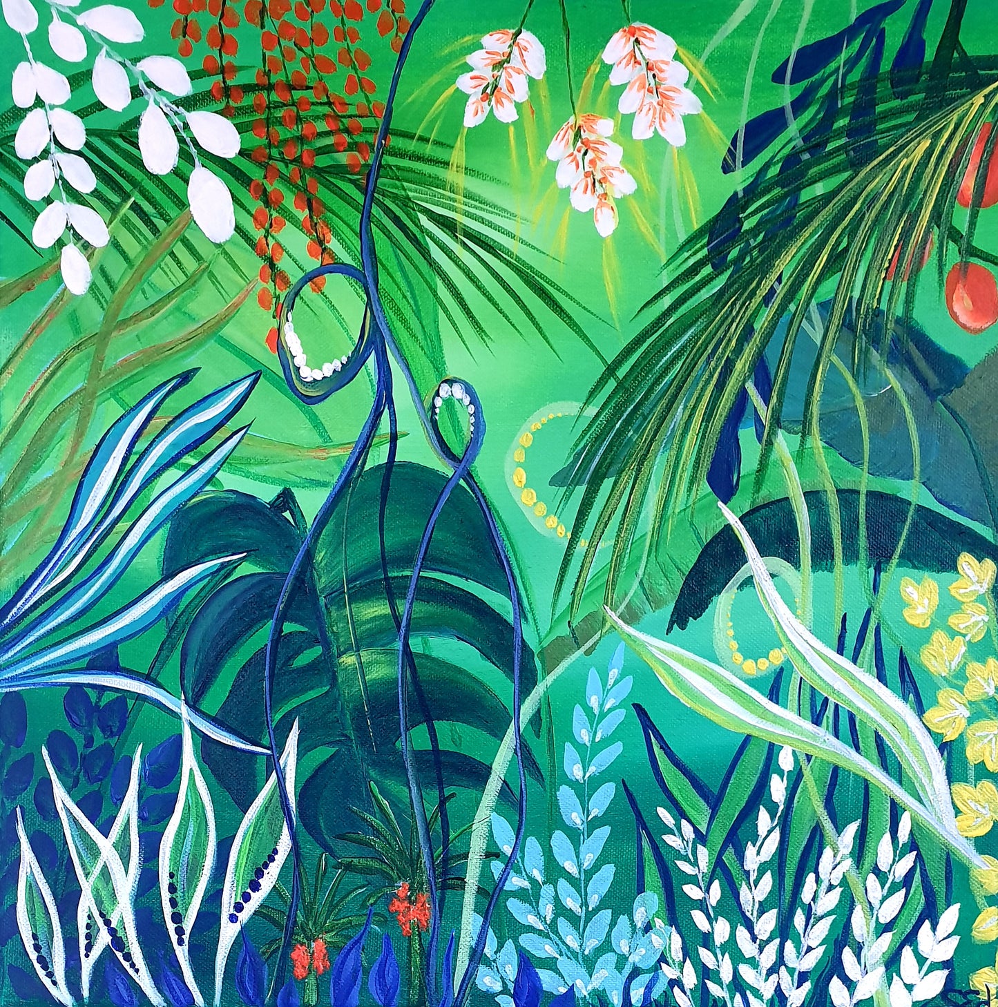 Green jungle II, 40x40 cm