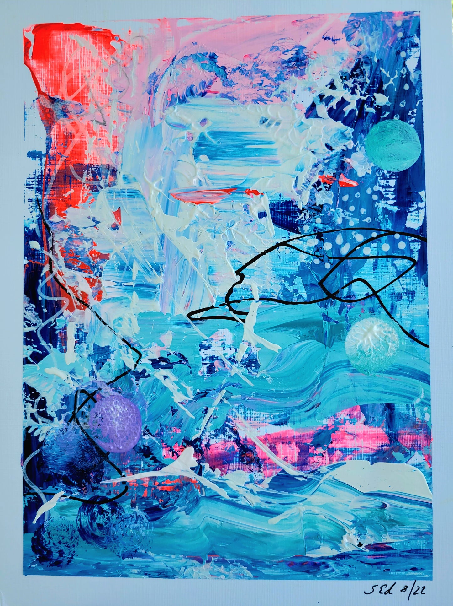En aguas profundas, acrílico sobre papel, 24x18 cm