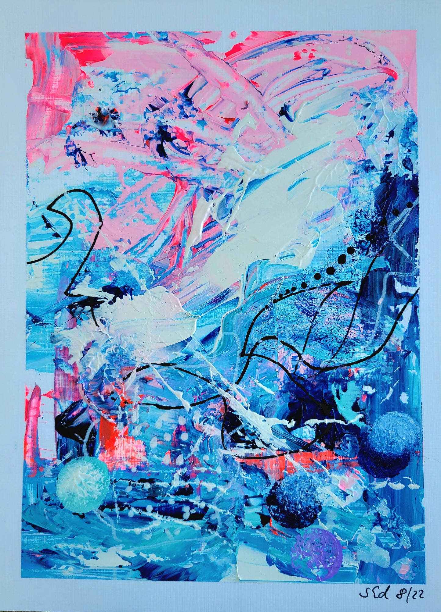 En aguas profundas, acrílico sobre papel, 24x18 cm