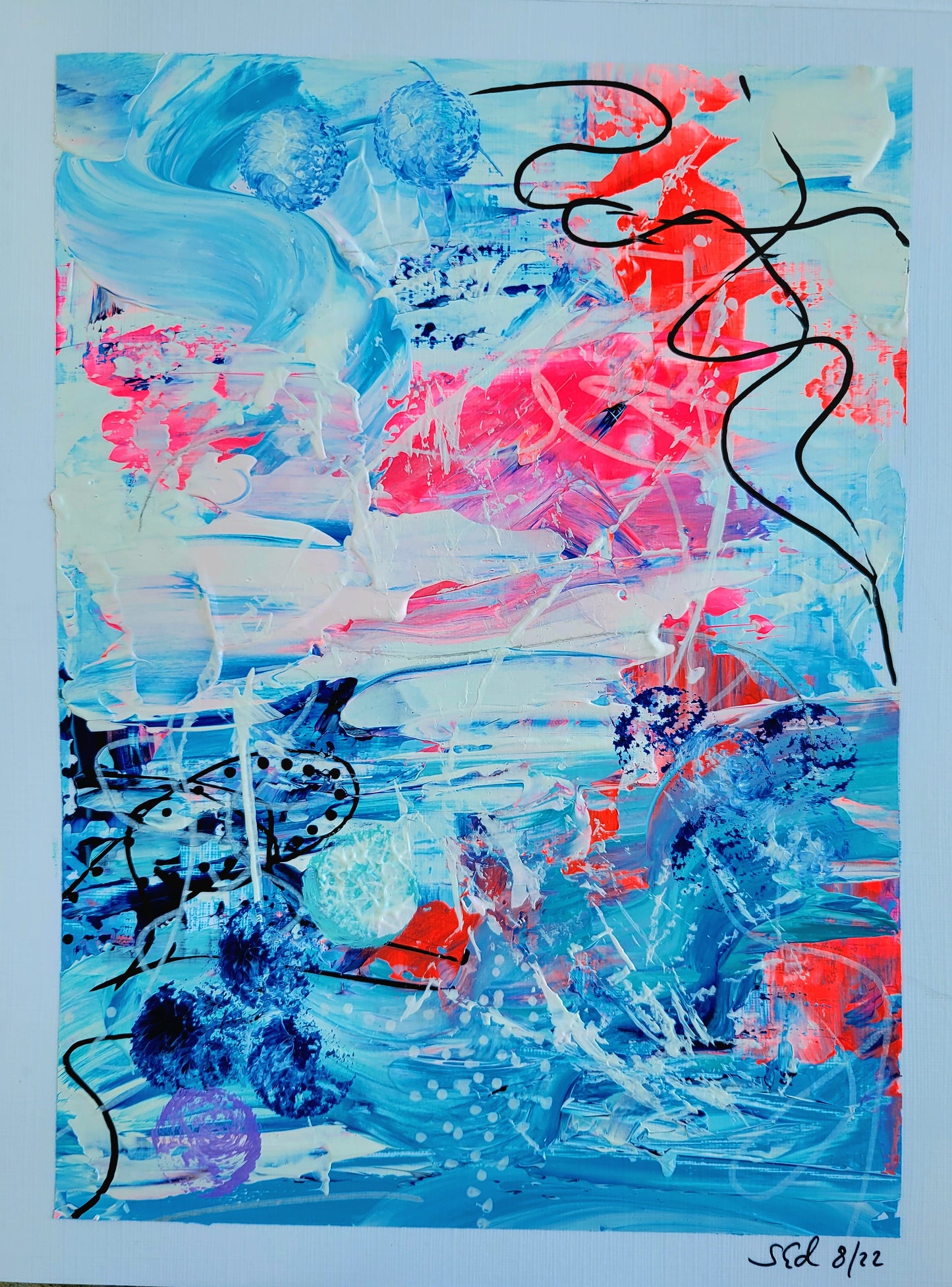 En aguas profundas, acrílico sobre papel, 24x18 cm