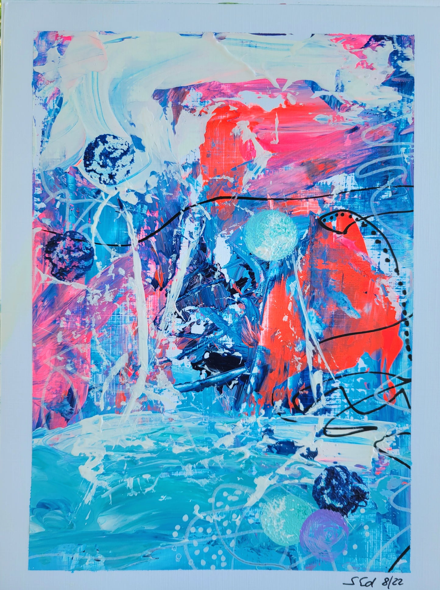 En aguas profundas, acrílico sobre papel, 24x18 cm