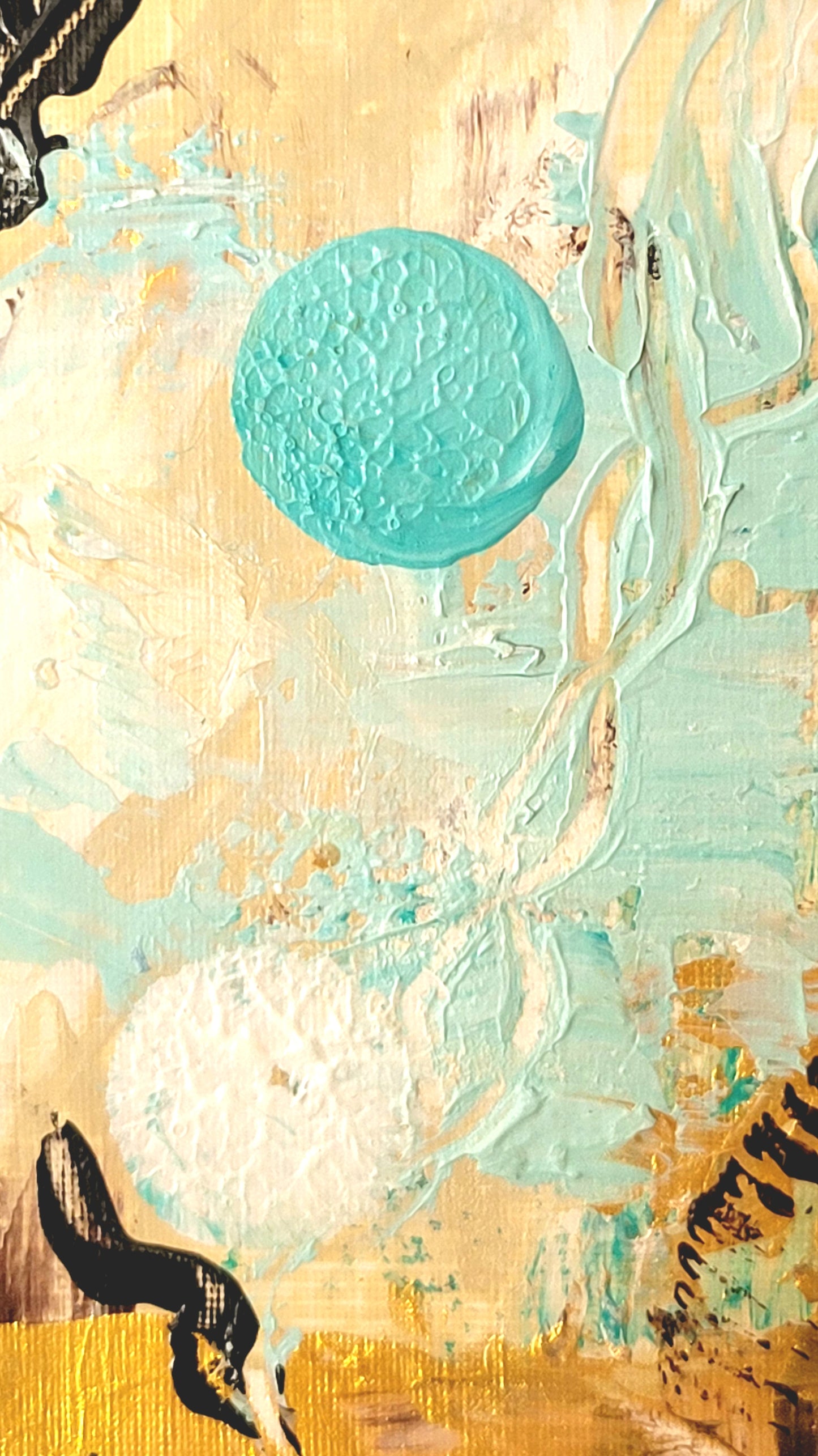 Golden-turquoise abstract IV, 18x24 cm