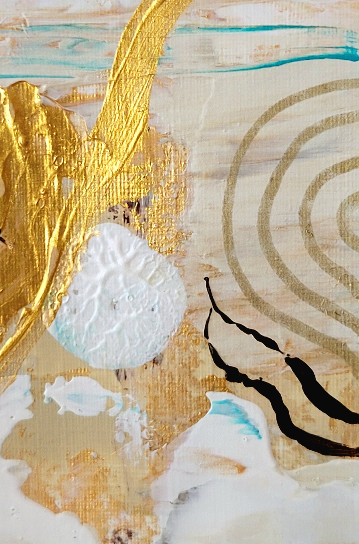 Golden-turquoise abstract IV, 18x24 cm