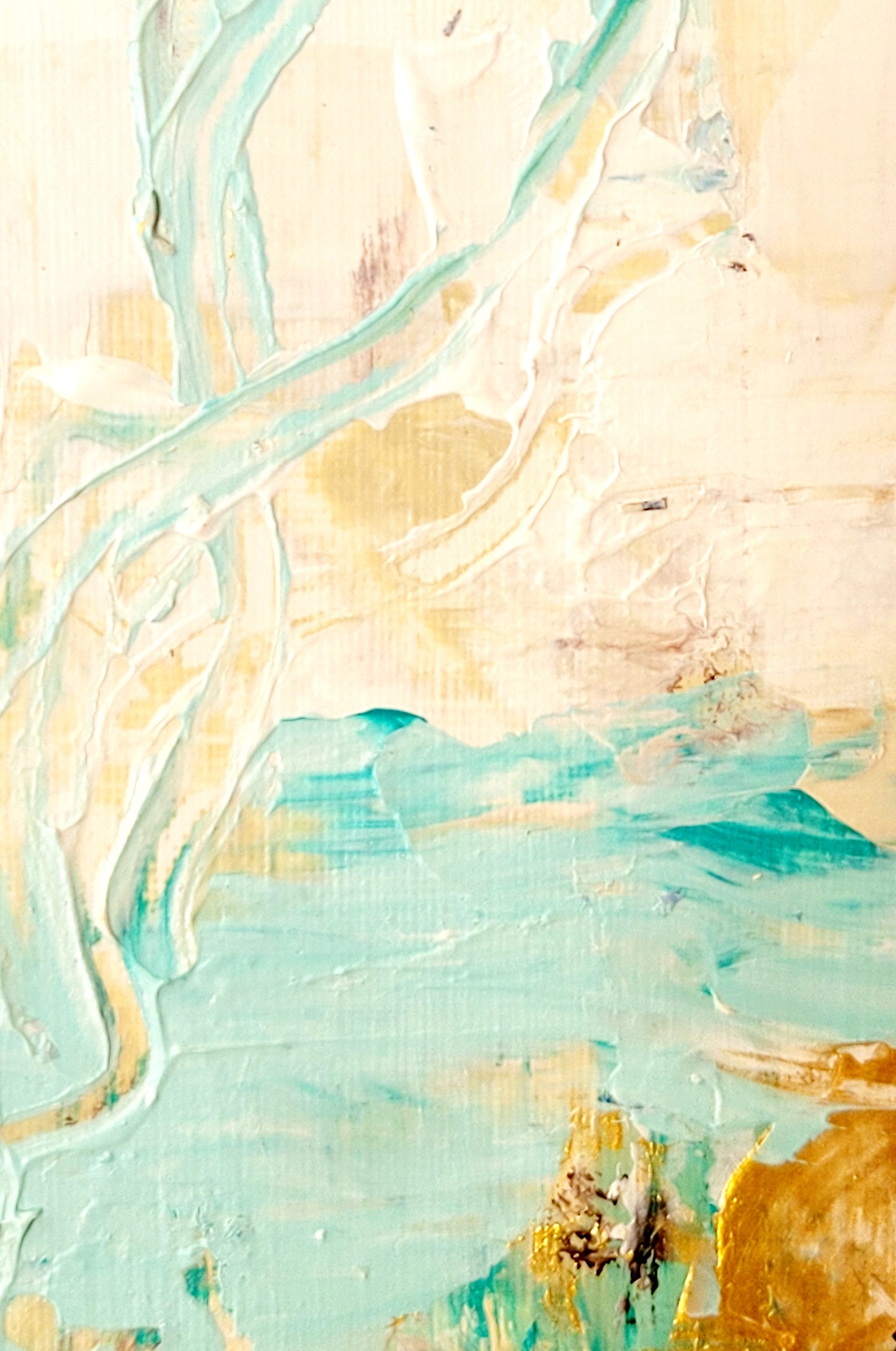 Golden-turquoise abstract IV, 18x24 cm