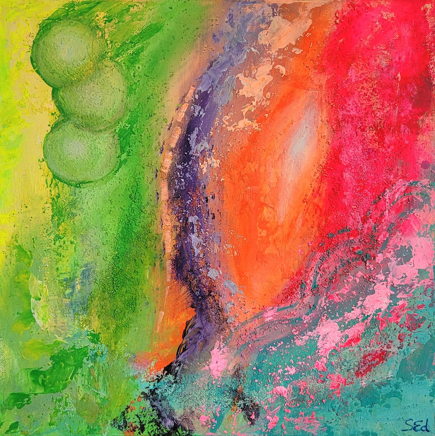 Orange burst into pink, 40x40 cm