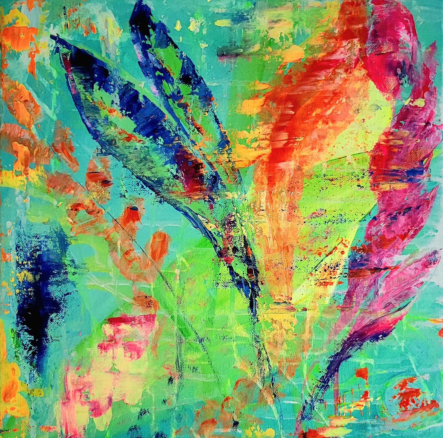 Abstract leaves, 40x40 cm