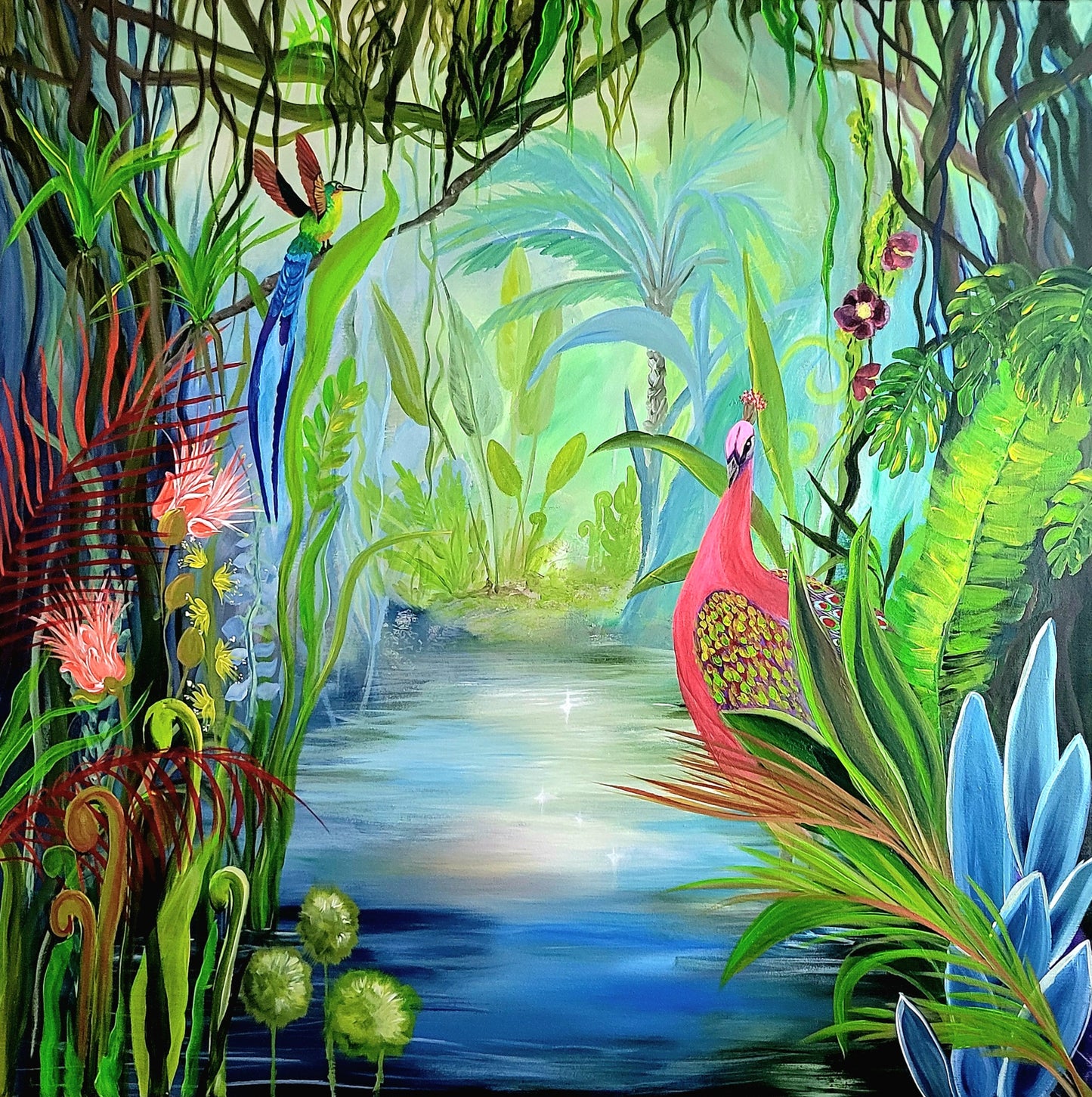 Emergir en la selva, 100x100cm