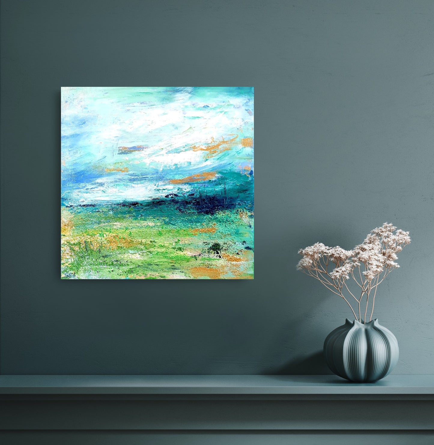 In the green valley, 40x40 cm