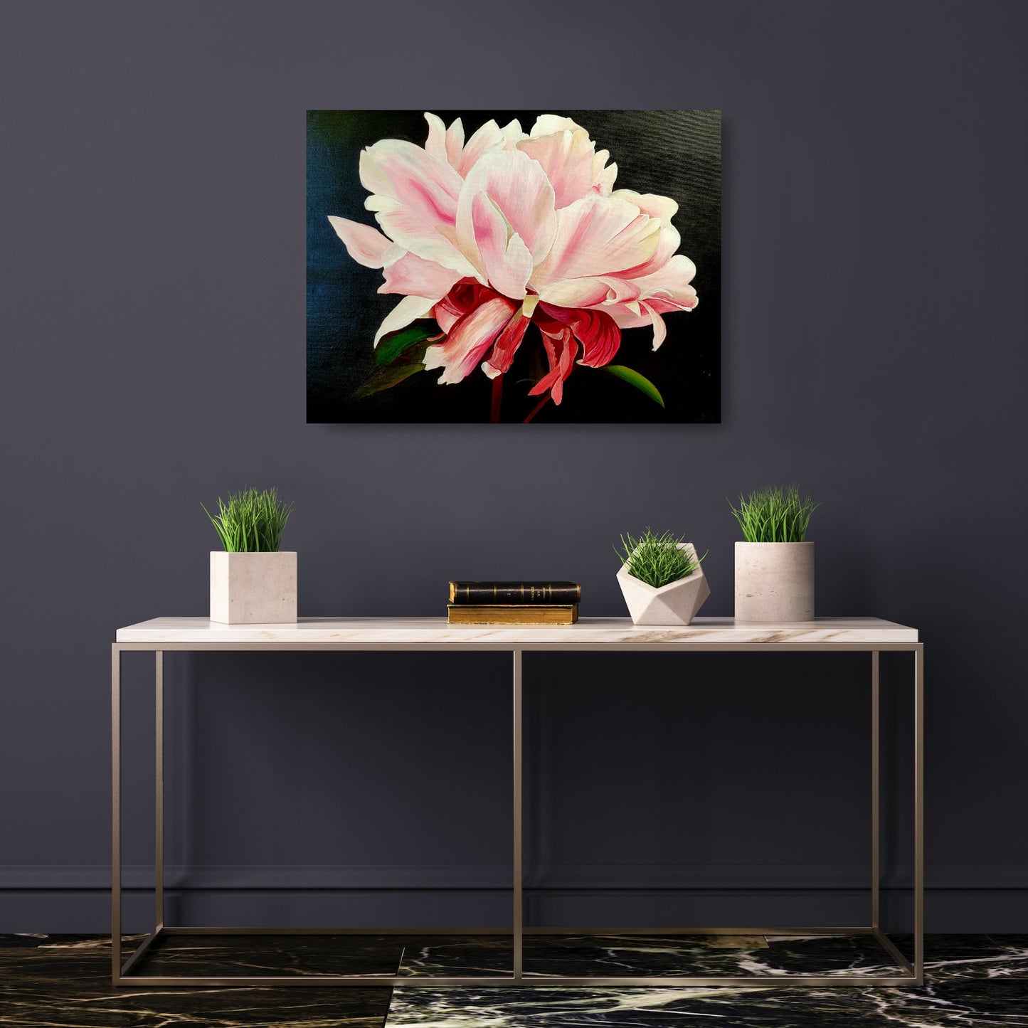 Soft pink peony, 60x80 cm