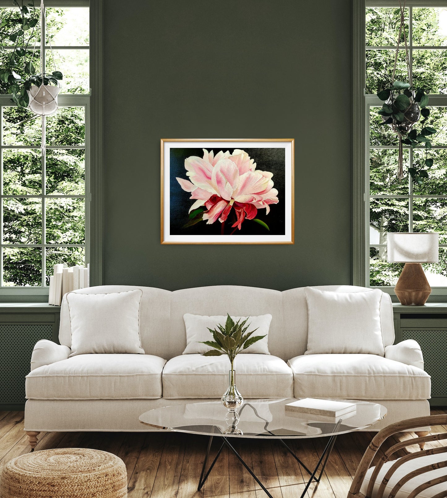 Soft pink peony, 60x80 cm