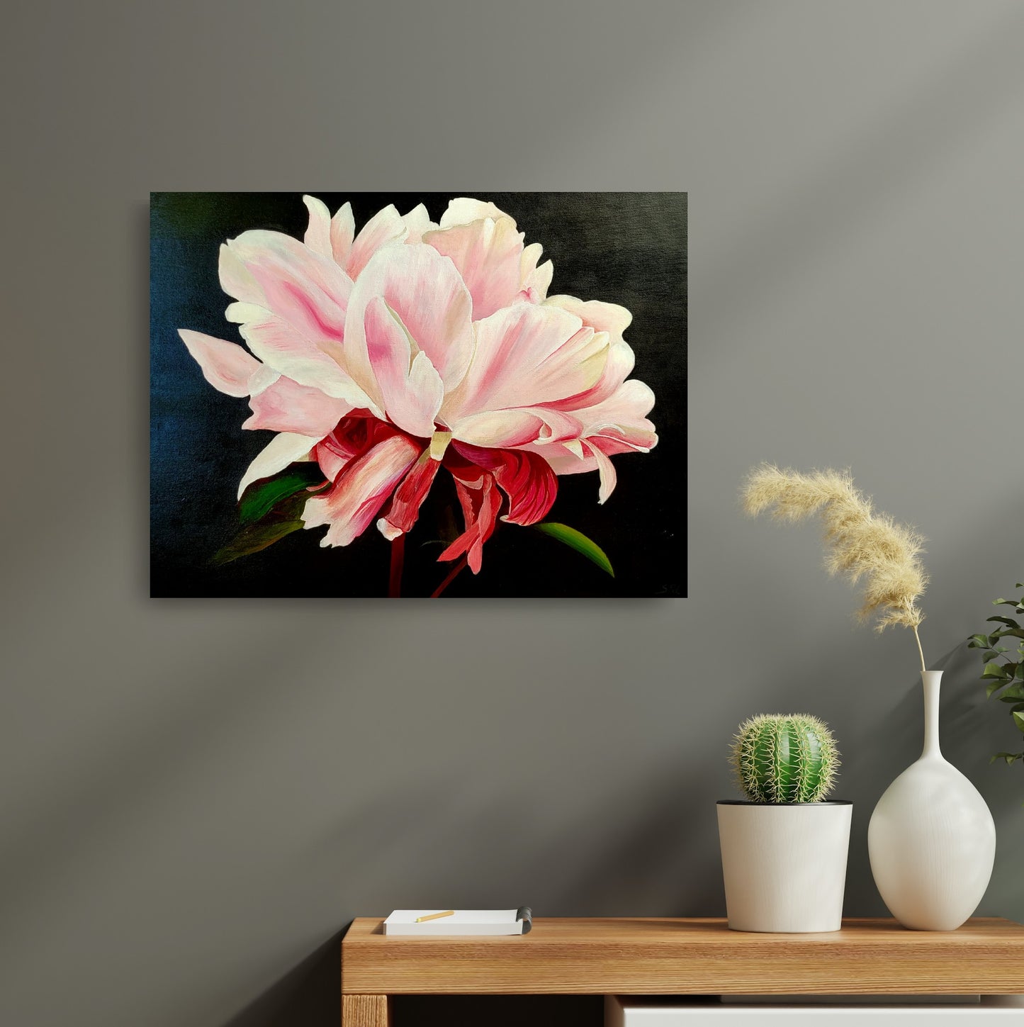 Soft pink peony, 60x80 cm