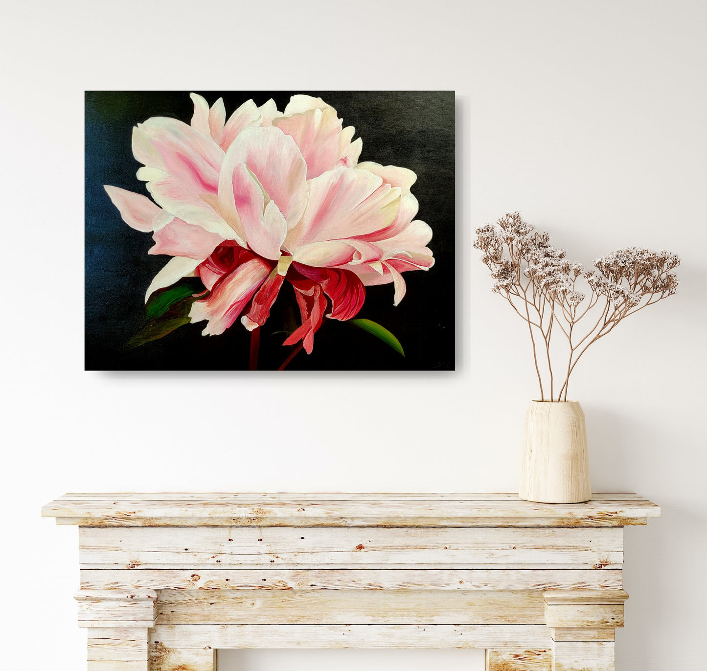 Soft pink peony, 60x80 cm