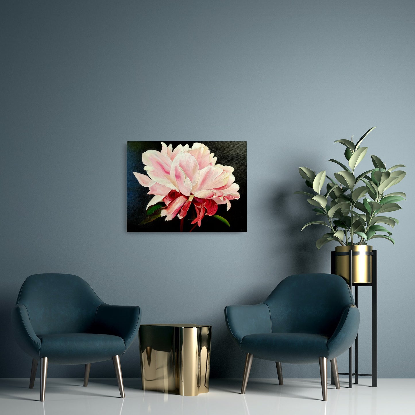 Soft pink peony, 60x80 cm