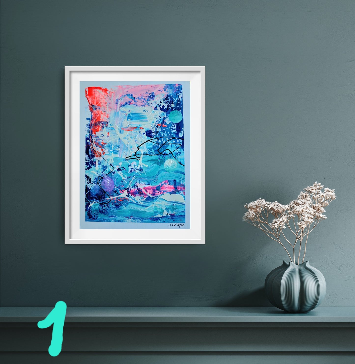 En aguas profundas, acrílico sobre papel, 24x18 cm