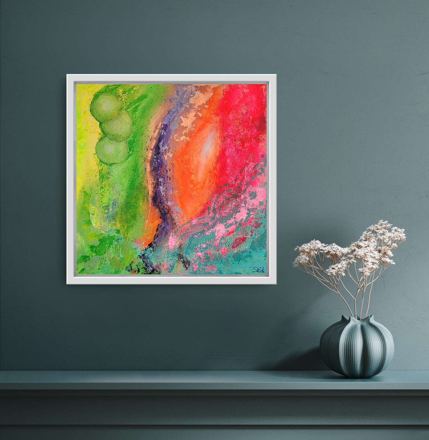Orange burst into pink, 40x40 cm