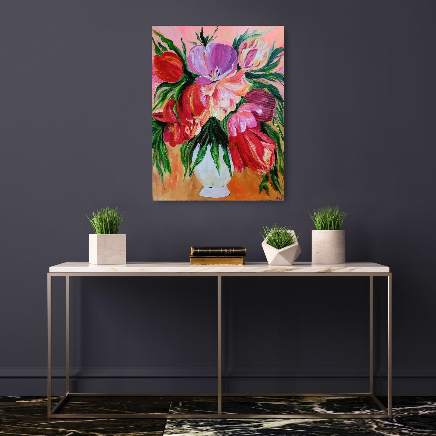 Tulips in a vase, 70x50 cm