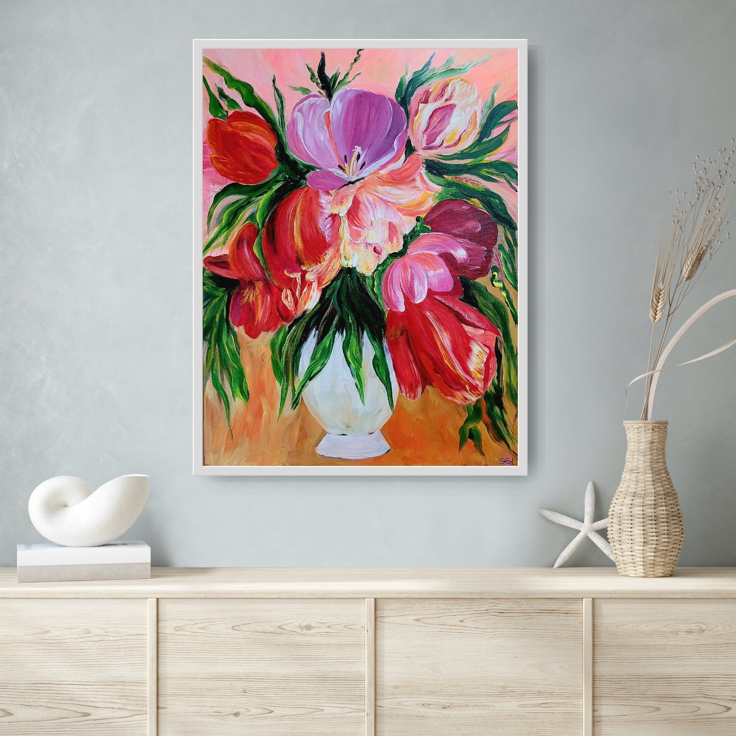 Tulips in a vase, 70x50 cm