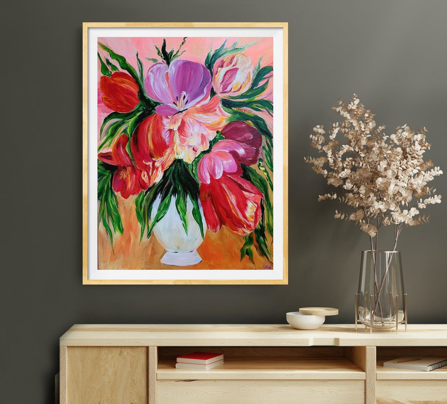 Tulips in a vase, 70x50 cm