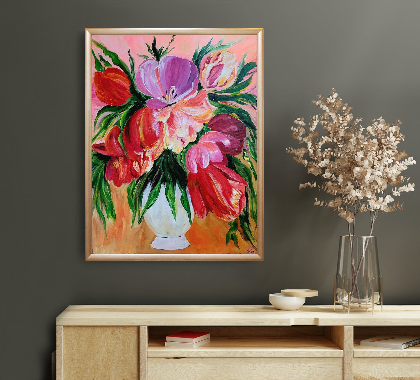 Tulips in a vase, 70x50 cm