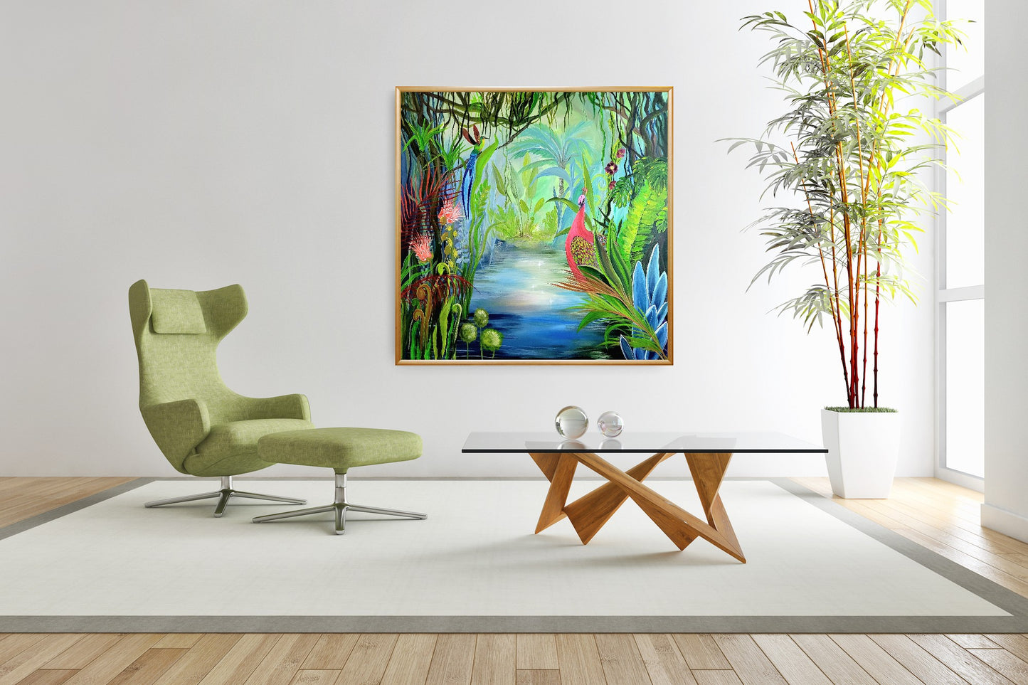 Emergir en la selva, 100x100cm