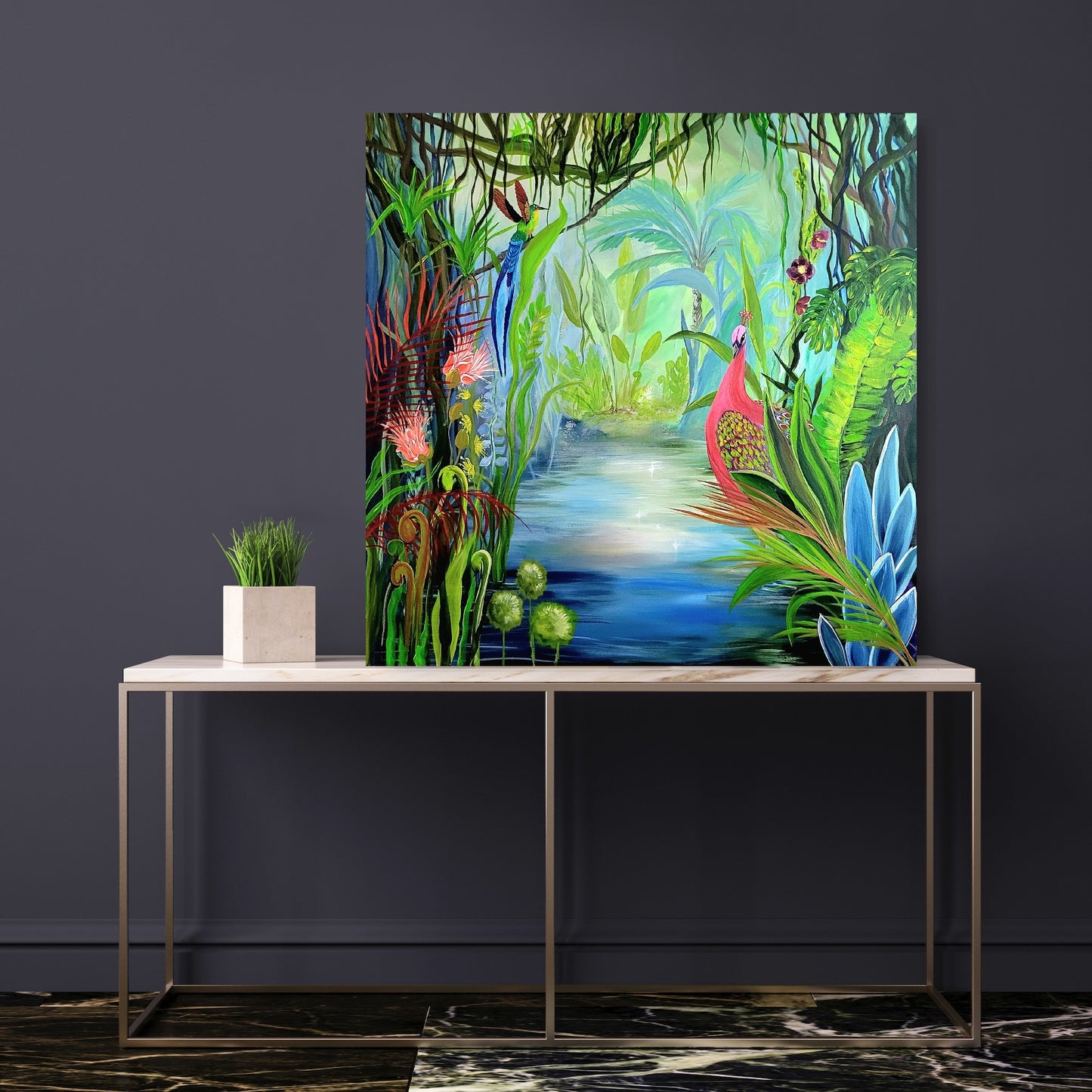 Emergir en la selva, 100x100cm