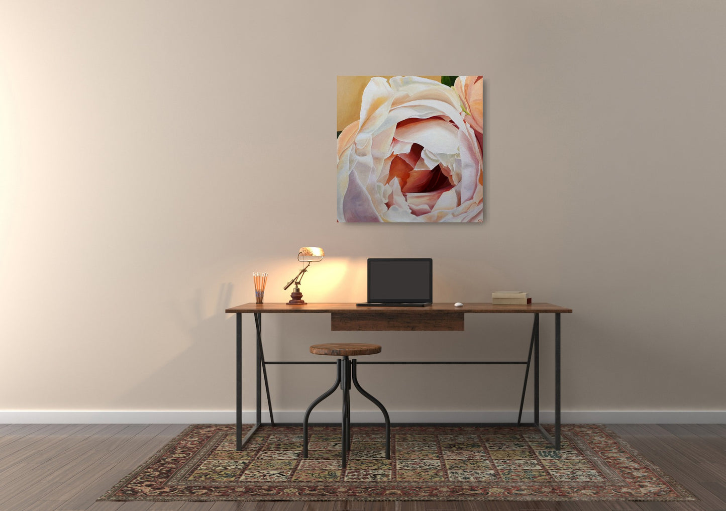 Cream blush rose, 50x50 cm
